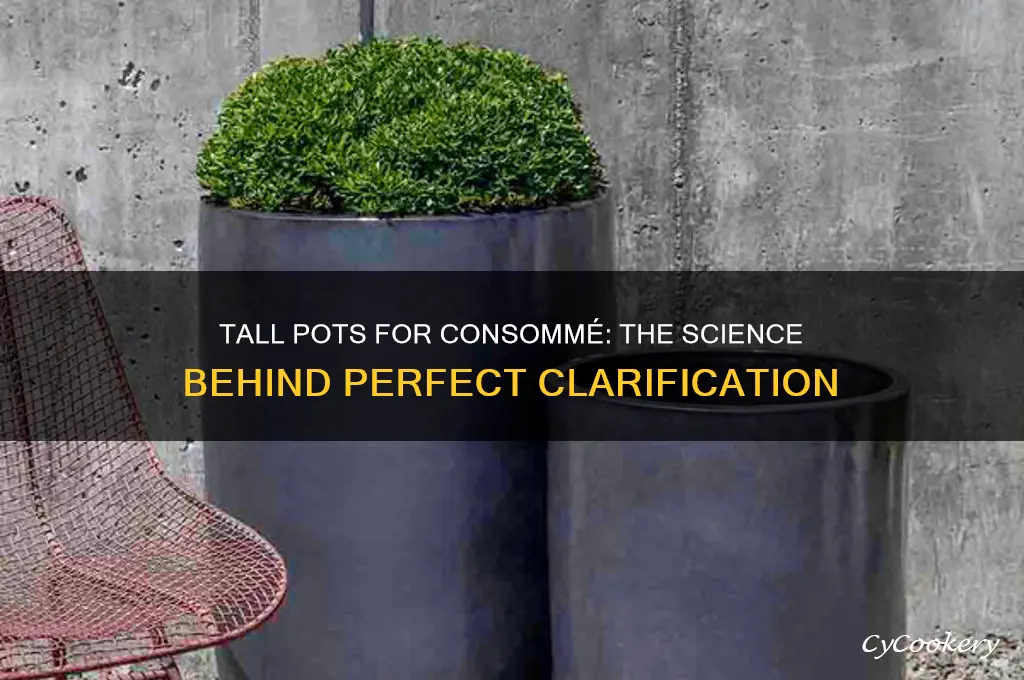why cook consomme in tall pots