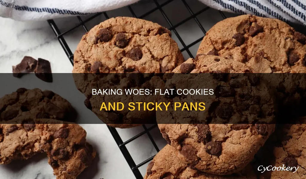 why do my cookies come out flat stick to pan