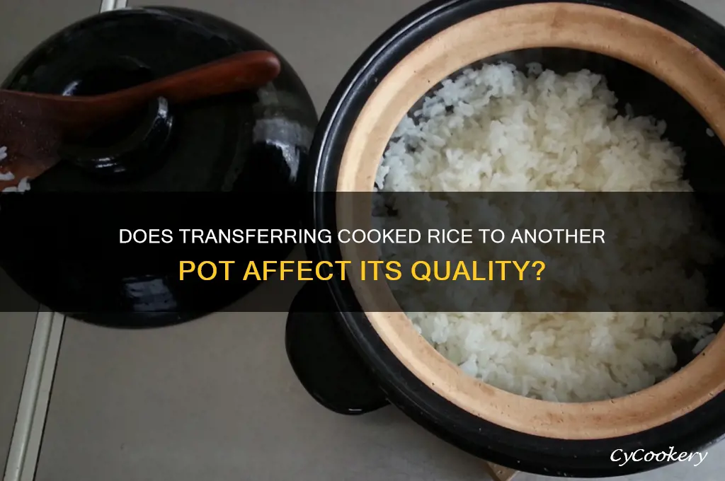 will transferring cooking rice to another pot spoil it
