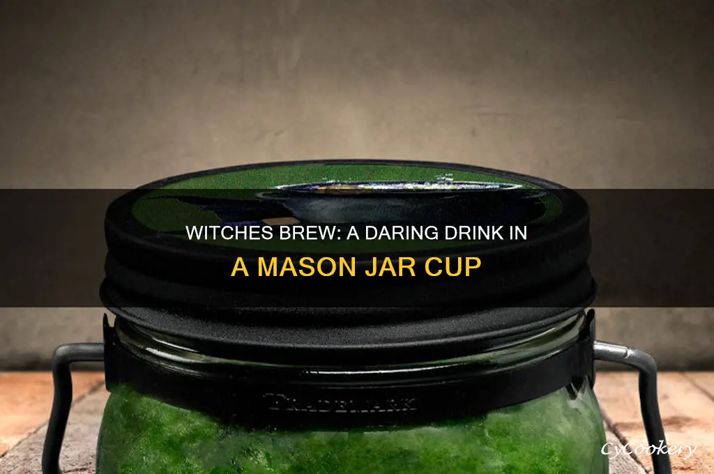 witches brew drink at your own risk mason jar cup
