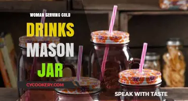 Refreshing Summer Vibes: Woman Serving Cold Drinks in Mason Jars